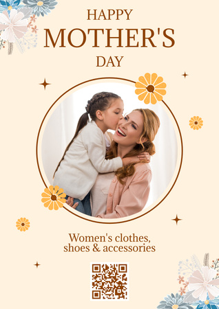 Daughter kissing Mom on Mother's Day Poster Design Template