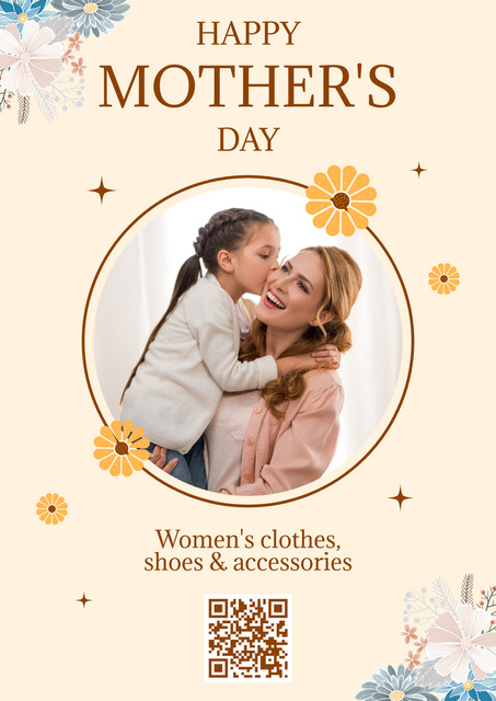 Daughter kissing Mom on Mother's Day Poster – шаблон для дизайна