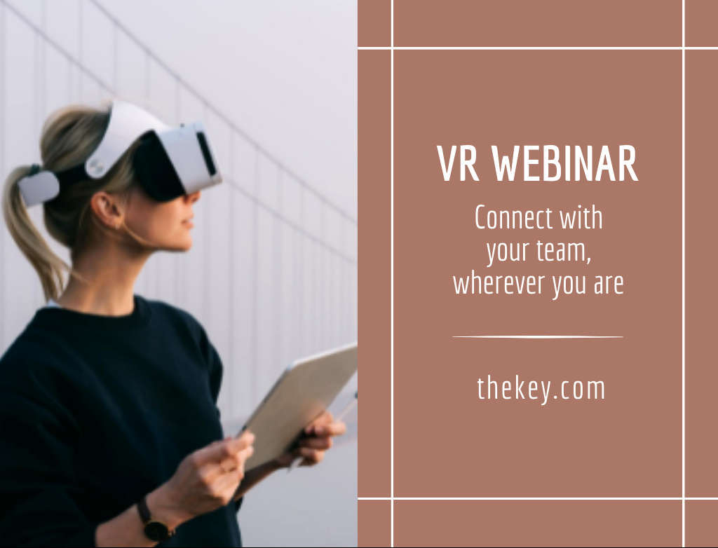 Virtual Webinar Event Announcement with Woman wearing Headset Postcard 4.2x5.5in Design Template
