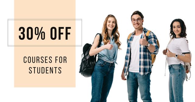 Courses for Students Discount Offer Facebook AD Πρότυπο σχεδίασης