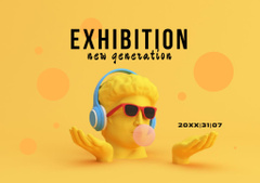 New Generation Exhibition With Human Head Sculpture In Yellow