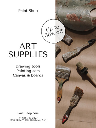 Art Supplies Sale Offer Poster US Design Template