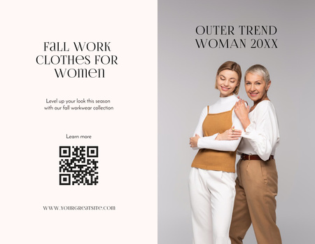 Fall Fashion Ad with Stylish Women Brochure 8.5x11in Bi-fold Design Template