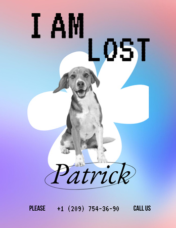 Platilla de diseño Announcement about Missing Dog Patrick In Gradient Flyer 8.5x11in