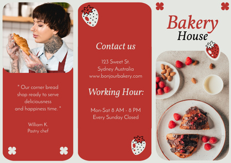 Designvorlage Bäckerei-Hausdienstleistungen auf Rot für Brochure