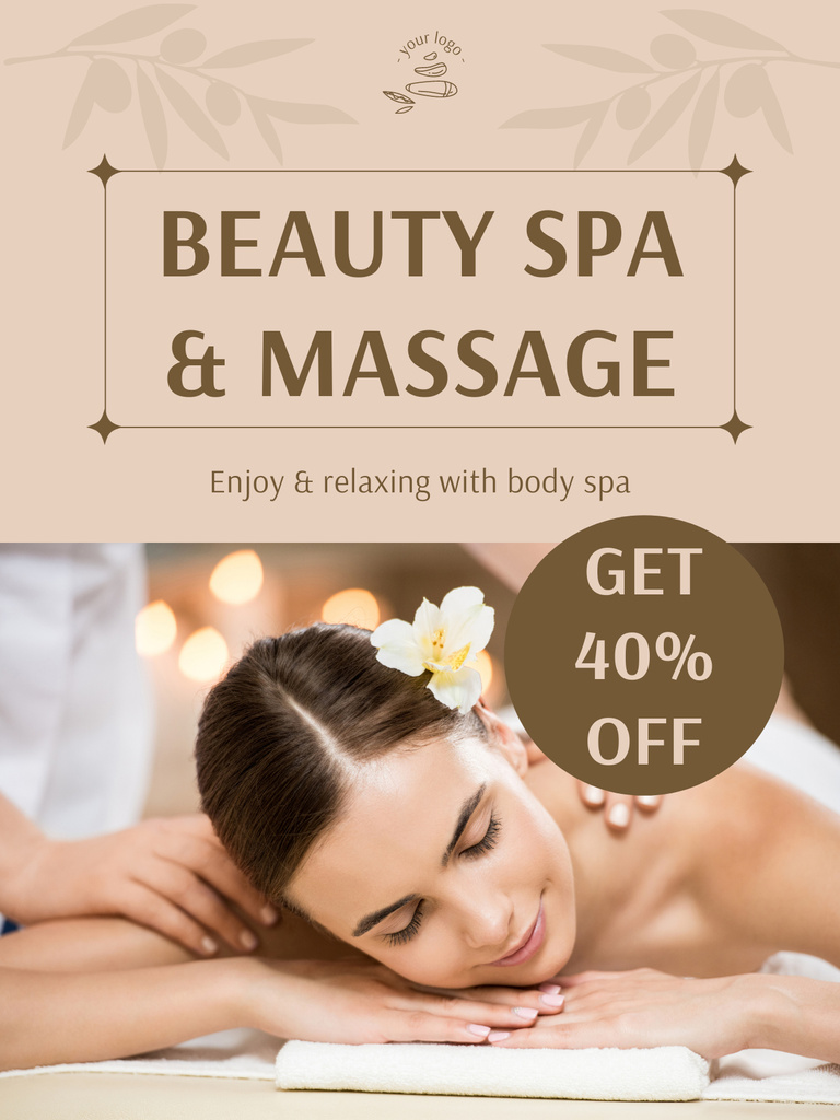 Plantilla de diseño de Discount on Massage and Body Therapy Poster US 