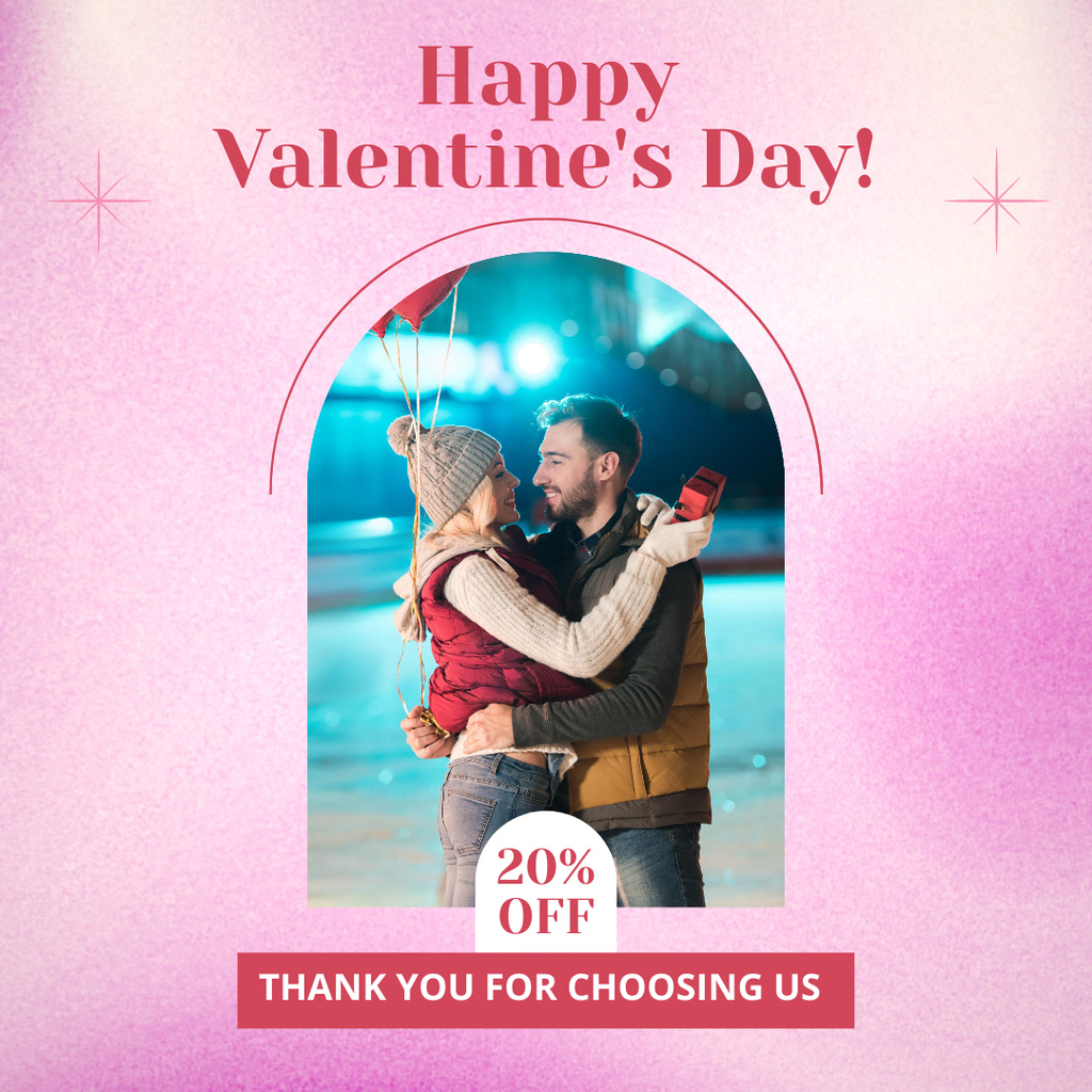 Sincere Valentine's Day Congrats And Discount For Gifts Instagram AD Design Template