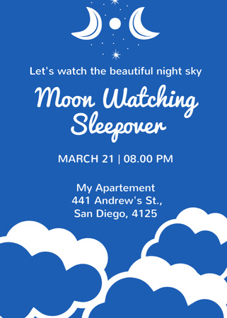 Moon Watching Sleepover Announcement Invitation tervezősablon