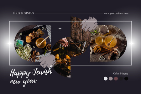 Happy Jewish New Year Mood Board tervezősablon
