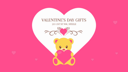 Teddy bear with Valentine's Day Heart Full HD video Design Template