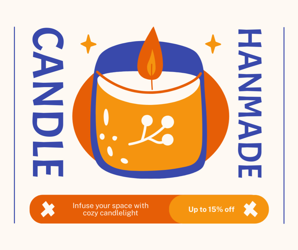 Designvorlage Offer of Handmade Candles with Cozy Glow für Facebook