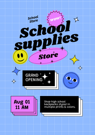 School Supplies Sale Offer Poster Πρότυπο σχεδίασης