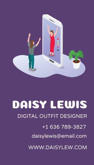 Clothing Designer App Business Card US Vertical Šablona návrhu