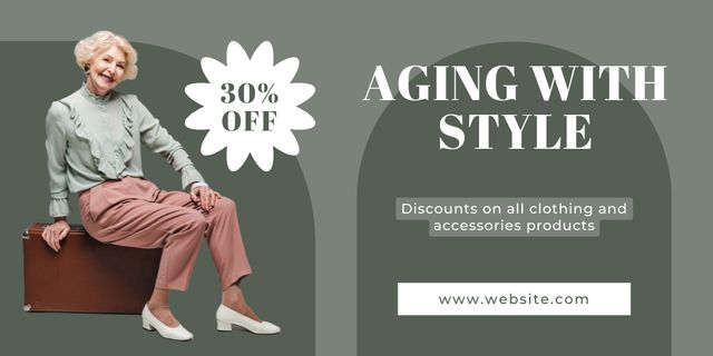 Plantilla de diseño de Clothes And Accessories With Discount For Seniors Twitter 