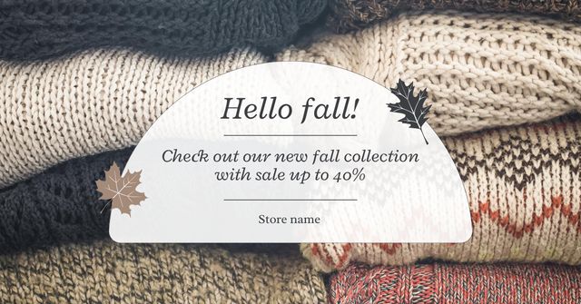 Autumn Sale Announcement With Woolen Pullovers Facebook AD Modelo de Design