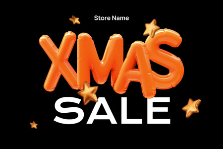 Xmas Sale Offer with Orange Lettering on Black Flyer 4x6in Horizontal Design Template