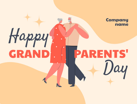 Modèle de visuel Happy Grandparents' Day Greeting And Dancing Pair - Postcard 4.2x5.5in