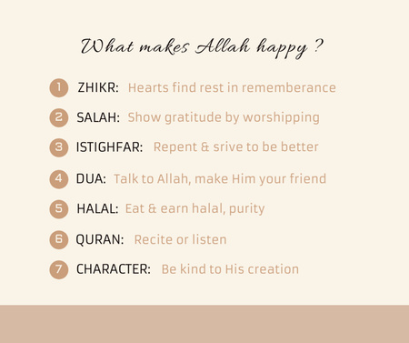Muslim commandments list Facebook Design Template