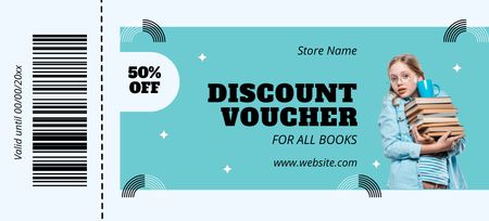 All Books Sale Voucher Coupon 3.75x8.25in Design Template