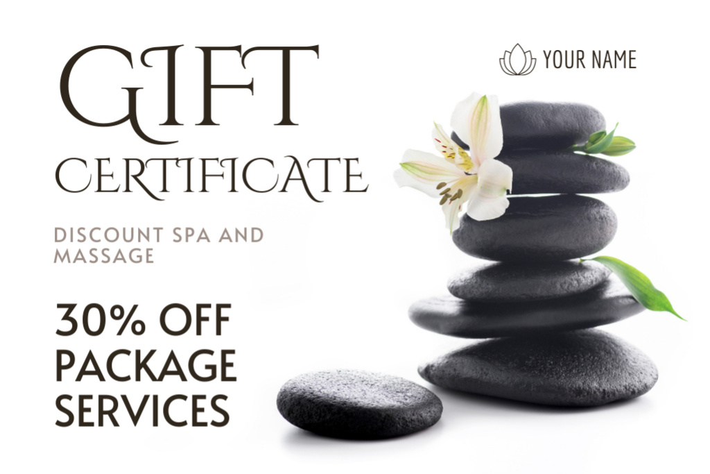 Wellness Massage Discount Gift Certificate Modelo de Design