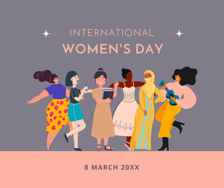 Designvorlage International Women's Day with Diverse and Multicultural Women für Facebook
