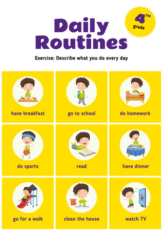 Platilla de diseño Daily Routine Chart for Kids Poster