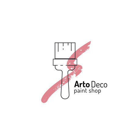 Art Material Shop Ad with Brush in Pink Logo 1080x1080px Modelo de Design