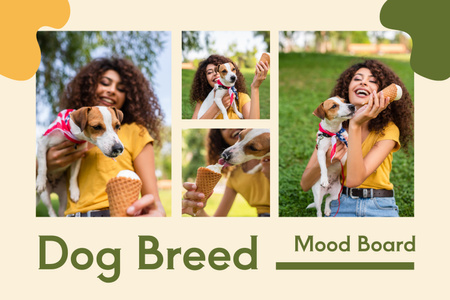Photo of Young Woman with her Favorite Dog Mood Board Design Template