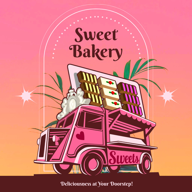 Sweet Bakery Catering on Purple Instagramデザインテンプレート