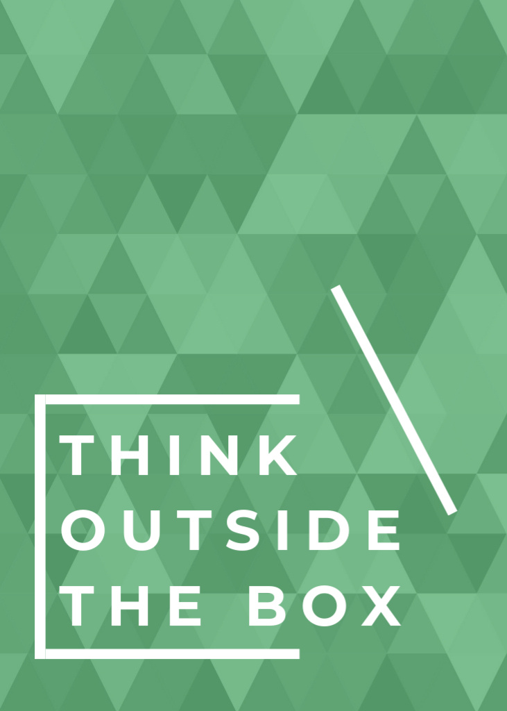 Designvorlage Think outside the box quote on green pattern für Flayer
