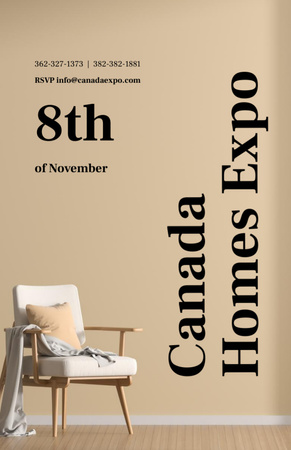Plantilla de diseño de Homes And Interiors Expo In Autumn with Armchair Invitation 5.5x8.5in 