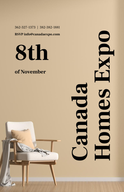 Homes And Interiors Expo In Autumn with Armchair Invitation 5.5x8.5in Tasarım Şablonu