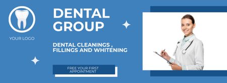 Offer of Dental Cleanings Services Facebook cover Design Template