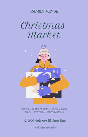 Christmas Market Invitation Family Decorating Tree Flyer 5.5x8.5in Design Template