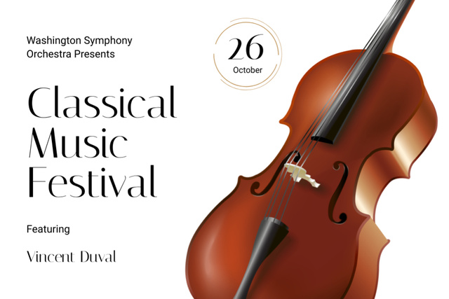 Lovely Symphony Orchestra Presents Music Festival Flyer 4x6in Horizontal Design Template