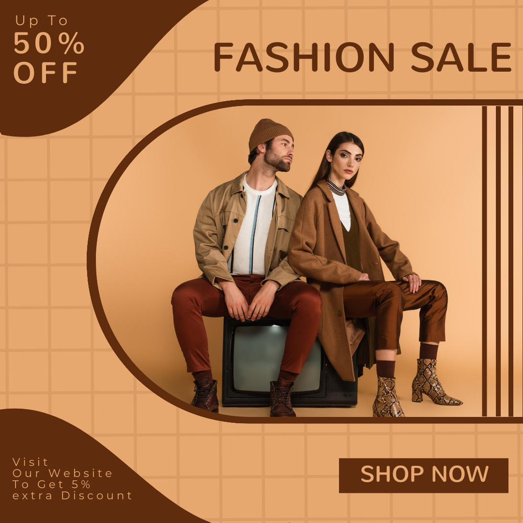 Ontwerpsjabloon van Instagram AD van Fashion Collection Sale with Stylish Couple