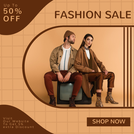 Fashion Collection Sale with Stylish Couple Instagram AD Design Template
