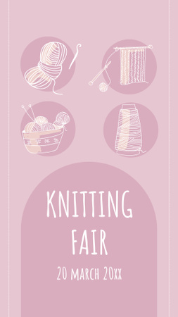 Knitting Fair Announcement on Pink Instagram Story Design Template