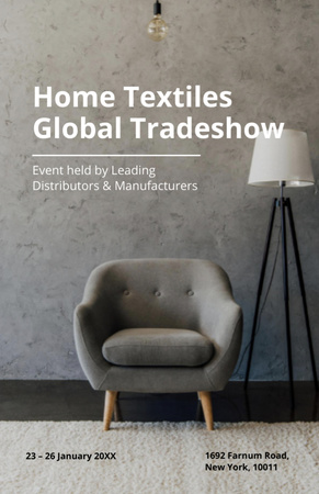 Home Textiles Event Announcement with Stylish Chair Flyer 5.5x8.5in tervezősablon