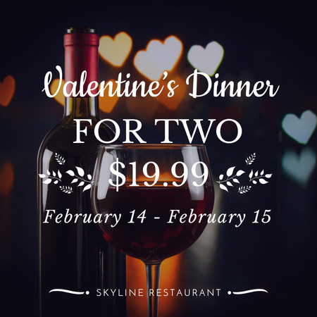 Valentine's Day Dinner with Red Wine Instagram AD Modelo de Design