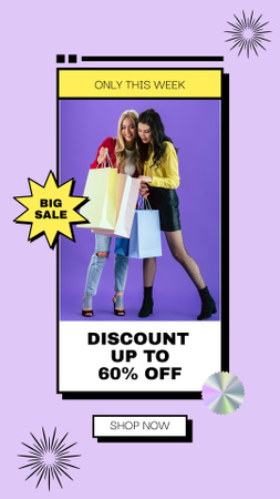Happy Women With Shopping Bags Instagram Story Modelo de Design