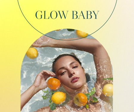 Lingerie Offer with Woman in Pool with Lemons Facebook Design Template