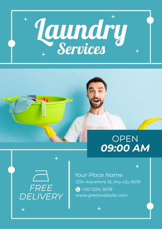 Laundry Services with Delivery Poster Design Template