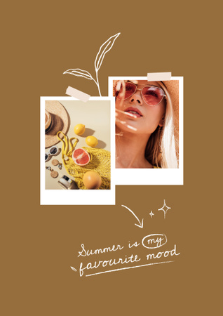 Inspiration with Beautiful Young Woman and Summer Cocktails Poster B2 Design Template