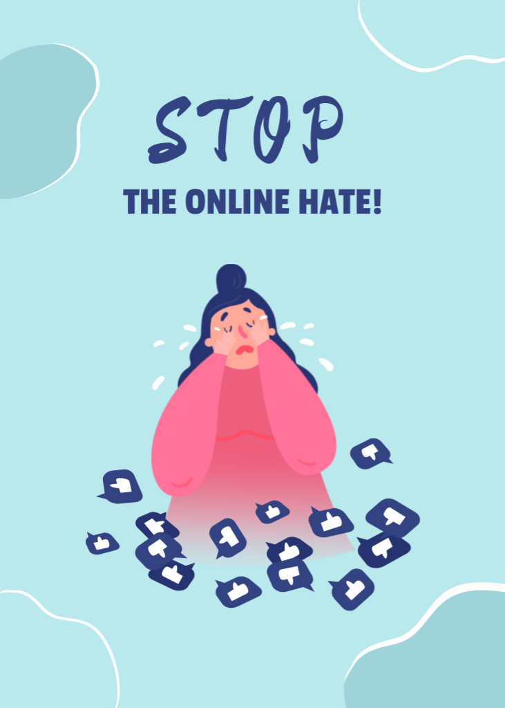 Encouragement to Halt Online Bullying Postcard 5x7in Vertical Design Template