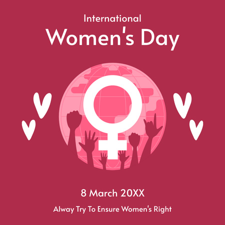 Dünya Kadınlar Günü'nde Kadın Hakları ile ilgili cümle Instagram Tasarım Şablonu