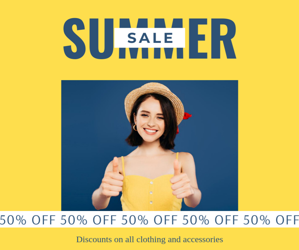 Ontwerpsjabloon van Facebook van Summer Sale Ad on Yellow