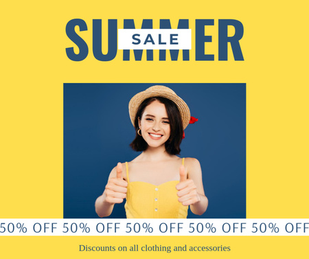 Platilla de diseño Summer Sale Ad on Yellow Facebook