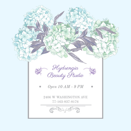 Beauty studio Ad with Flowers illustration Instagram Design Template