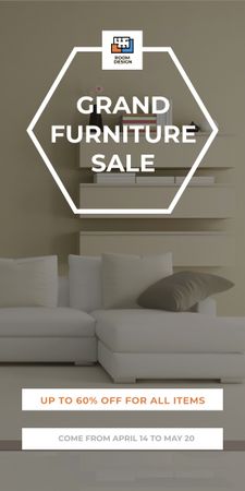 Furniture Sale Modern Interior in Light Colors Graphic Design Template